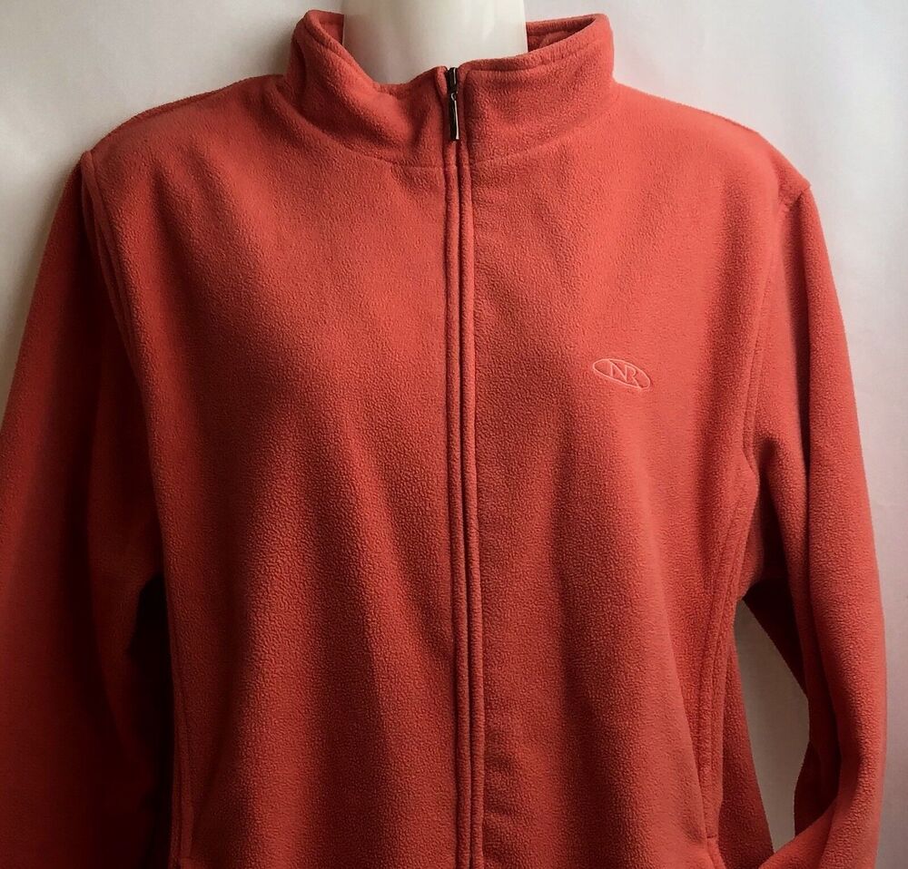 Northern Reflections Fleece Jacket Women Large Dark Orange Athletic Workout Zip